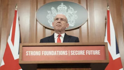 FILE PHOTO: British Defence Secretary John Healey delivers a speech on how the UK's defence industry is delivering growth and national renewal across the UK, at No 9 Downing Street in central London. Picture date: Wednesday November 19, 2025.  Stefan Rousseau/Pool via REUTERS/File Photo