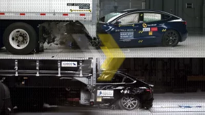 Avtomobil lahko pri trčenju v zadek tovornega vozila podenj dobesedno posesa. / Foto: Euroncap