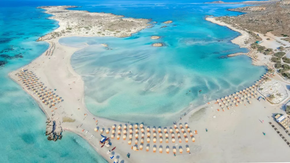 Aerial view of Elafonissi beach, Crete, Greece