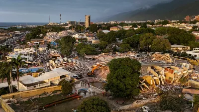 An aerial view of buildings destroyed following earthquakes in Caraballeda, La Guaira State, Venezuela, on June 29, 2026. MIGUEL MEDINA/Pool via REUTERS