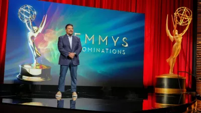 IMAGE DISTRIBUTED FOR THE TELEVISION ACADEMY - Television Academy Chair Cris Abrego welcomes viewers to the 78th Emmy Awards Nominations Announcements, streaming live on Wednesday, July 8, 2026 @ 8:30 AM from the Wolf Theatre at the Saban Media Center in Los Angeles. (Photo by Jordan Strauss/Invision for the Television Academy/AP Content Services)