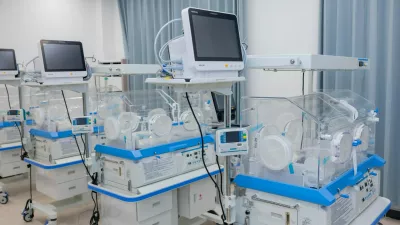 MINDELO, July 23, 2025 -- This photo taken on July 22, 2025 shows an interior view of the China-built maternity ward building of Dr. Baptista de Sousa Hospital in Mindelo, Sao Vincente Island, Cape Verde. TO GO WITH "China hands over maternity ward building project in Cape Verde",Image: 1025001558, License: Rights-managed, Restrictions:, Model Release: no