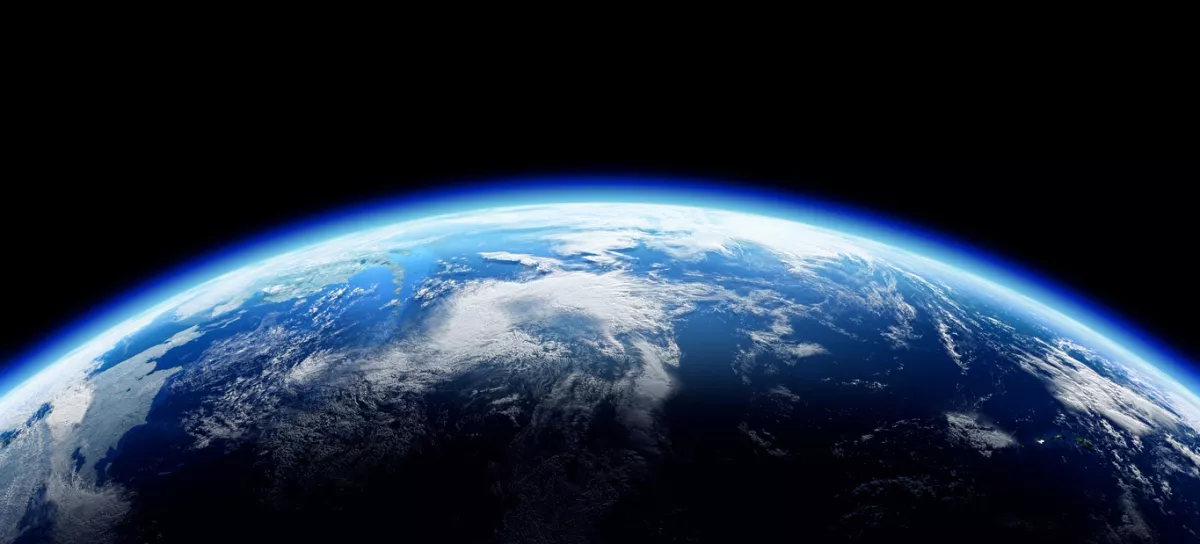 The Earth Space Planet 3D illustration background. City lights on planet.