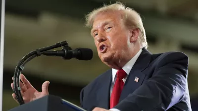 President Donald Trump speaks at General Motors proving ground, Monday, July 27, 2026, in Milford, Mich. (AP Photo/Alex Brandon)