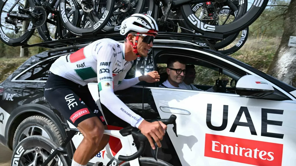 05-03-2026 Allenamento Strade Bianche 2026 2026, Uae Emirates - Xrg Del Toro Romero, Isaac Hauptman, Andrej Le Tolfe,Image: 1080292980, License: Rights-managed, Restrictions: PUBLICATIONxNOTxINxITAxFRAxNED, Model Release: no 