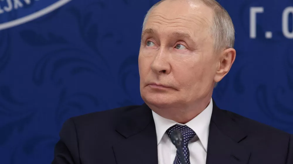 Russian President Vladimir Putin attends the 22nd Russia&ndash;Kazakhstan Interregional Cooperation Forum in Omsk, Russia, July 25, 2026. Sputnik/Vyacheslav Prokofyev/Pool via REUTERS ATTENTION EDITORS - THIS IMAGE WAS PROVIDED BY A THIRD PARTY.