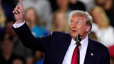 President Donald Trump speaks at an event at the General Motors Proving Ground Monday, July 27, 2026, in Milford, Mich. (AP Photo/Paul Sancya)