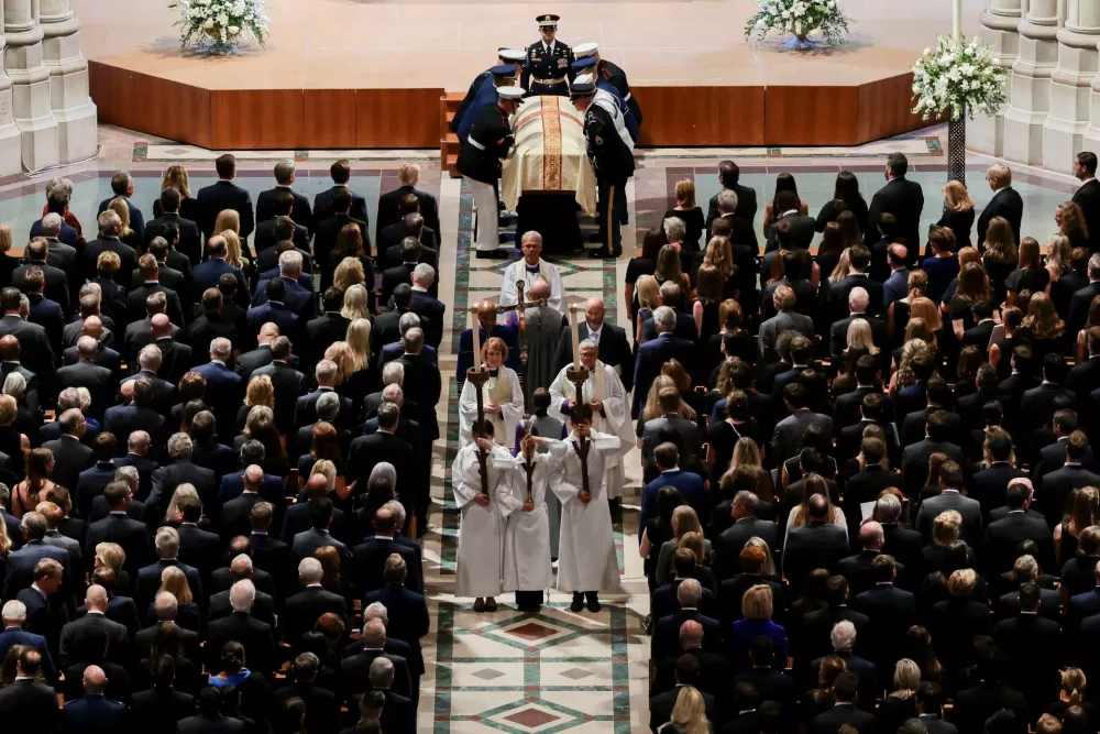 Mourners attend the funeral service for late U.S. Senator Lindsey Graham (R-SC) at Washington National Cathedral in Washington, D.C., U.S., July 28, 2026. REUTERS/Evelyn Hockstein