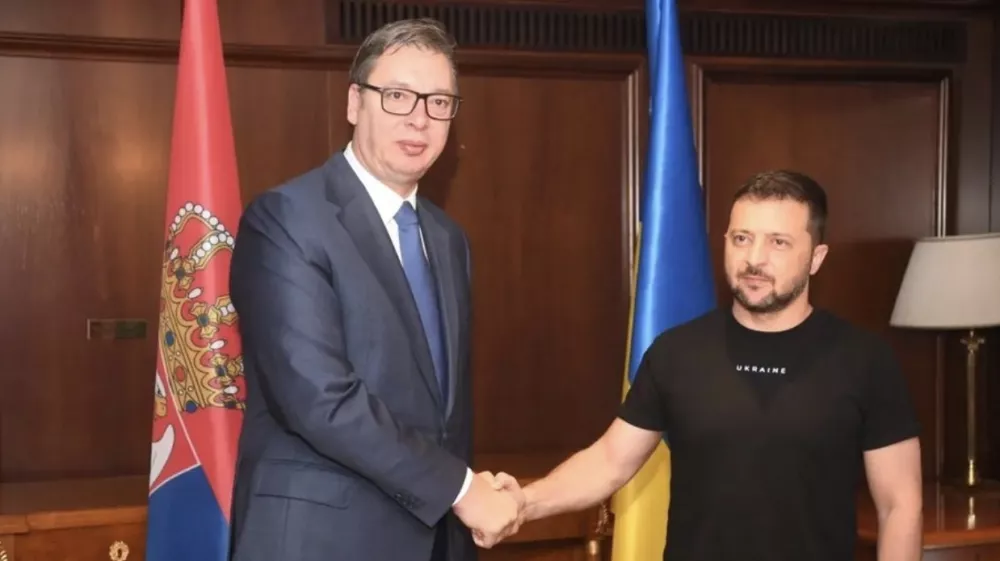 Aleksandar Vučić (levo) v družbi ukrajinskega predsednika Volodmirja Zelenskega. F instagram