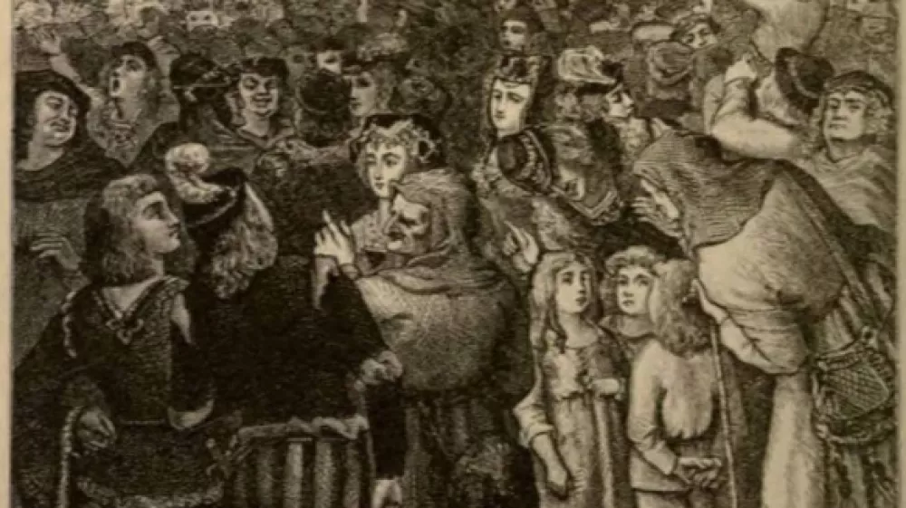 Ilustracija iz knjige Edmunda P. Evansa iz leta 1906, ki prikazuje kaznovanje pra&scaron;iča. / Foto: Wikipedia