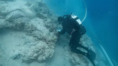 An underwater archaeologist works at a Byzantine shipwreck near Polace on the island of Mljet, Croatia, July 20, 2026. REUTERS/Antonio Bronic