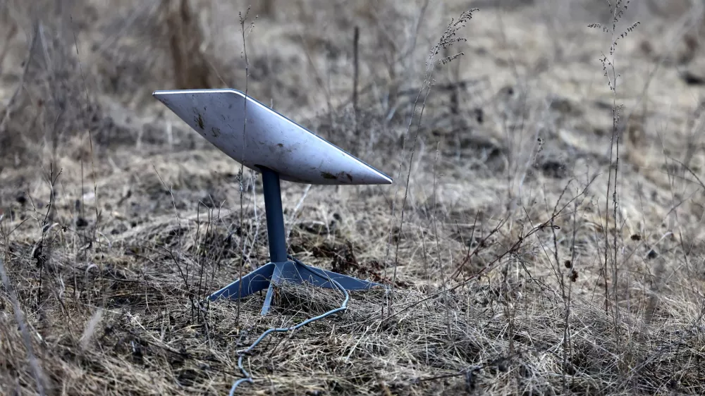 A Starlink satellite internet system is set up near the frontline town of Bakhmut amid Russia's attack on Ukraine, Donetsk region, Ukraine March 8, 2023. REUTERS/Lisi Niesner