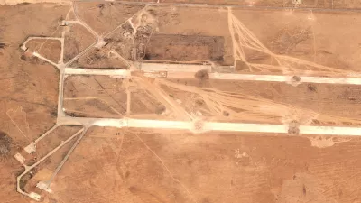 A satellite image shows craters on the runways of Abu al-Duhur airbase near Syria's Aleppo after an Israeli attack, August 19, 2026.  Pleiades Neo © Airbus DS 2026/Handout via REUTERS  THIS IMAGE HAS BEEN SUPPLIED BY A THIRD PARTY. NO RESALES. NO ARCHIVES. MANDATORY CREDIT.   TPX IMAGES OF THE DAY