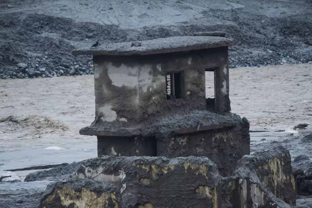 Damage in the aftermath of flash floods in Devighat in the Nuwakot district in Nepal, Thursday, Aug 27, 2026. (AP Photo/Niranjan Shrestha)