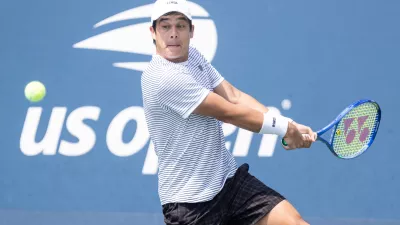 NEW YORK, USA - AUGUST 28: Mackenzie McDonald returns ball during a men's qualifying singles match final round of the 2026 US Open Championship at USTA Billie Jean King National Tennis Center on August 28, 2026 in Flushing, NY. Mackenzie McDonald lost in three sets. Lev Radin / Anadolu/ABACAPRESS.COM,Image: 1129013485, License: Rights-managed, Restrictions:, Model Release: no 