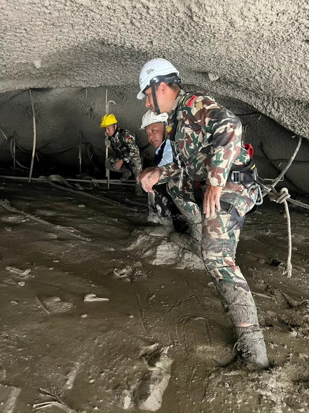 Nepal&nbsp;army soldiers work during a search and&nbsp;rescue&nbsp;operation inside a&nbsp;tunnel&nbsp;near the Hydropower Project sites, following deadly flash floods and mudslides, in Rasuwa district,&nbsp;Nepal, in this handout obtained by Reuters on September 2, 2026.&nbsp;Nepal&nbsp;Army/Handout via REUTERS THIS IMAGE HAS BEEN SUPPLIED BY A THIRD PARTY. MANDATORY CREDIT. NO RESALES. NO ARCHIVES.