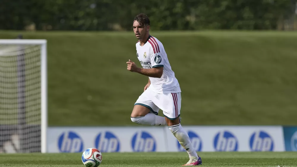 July 28, 2026, Madrid, Spain/Madrid, Spain: Raul Asencio of Real Madrid CF seen in action during the Real Madrid CF training session held in collaboration with CD Leganes at Alfredo Di Stefano stadium. Final score; Real Madrid CF 4:1 CD Leganes.Real Madrid CF held a training session with CD Leganes at Alfredo Di Stefano Stadium in Madrid, Spain. Final score: Real Madrid CF 4:1 CD Leganes,Image: 1119520694, License: Rights-managed, Restrictions:, Model Release: no 