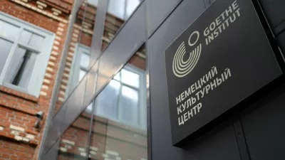 A sign on the facade of the Goethe-Institut, Germany's cultural institute, in Moscow, Russia September 2, 2026. REUTERS/Ramil Sitdikov