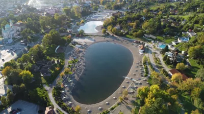 Tuzla, Bosnia and Herzegovina &ndash; October 12, 2022: Pannonian Lake sin the center of city (Tuzla, Bosnia and Herzegovina)