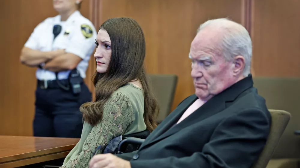 Defendant Lindsay Clancy and attorney Kevin Reddington listen to Judge William Sullivan declare a mistrial in Clancy's murder trial on Friday, Sept. 4, 2026, in Plymouth, Mass. (Greg Derr/The Patriot Ledger via AP, Pool)