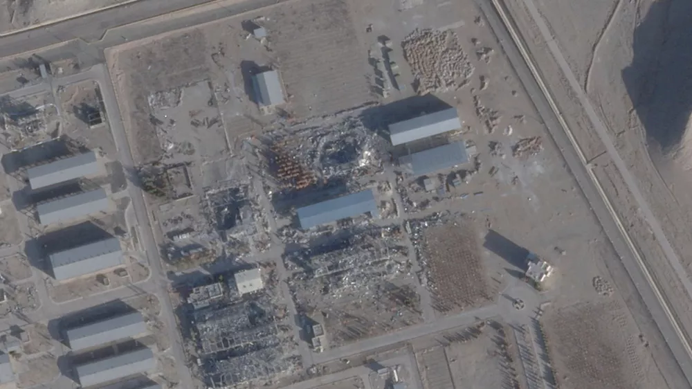 FILE PHOTO: A satellite image taken on February 1, 2026, shows a new roof over a previously destroyed building at Isfahan nuclear site, Iran.  2026 PLANET LABS PBC/Handout via REUTERS THIS IMAGE HAS BEEN SUPPLIED BY A THIRD PARTY. MANDATORY CREDIT./File Photo