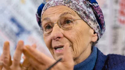 FILE -Emma Bonino, leader of the ' +Europa ' (More Europe) party, speaks ahead of the March 4 Italian political elections during a press conference at the Foreign Press Club in Rome, Friday, Feb. 16, 2018. (AP Photo/Domenico Stinellis, File)