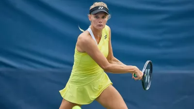 August 30, 2026, New York, New York, United States of America: Dayana Yastremska of Ukraine returns with backhand during the 2026 US Open - Tennis Championships,Image: 1129411195, License: Rights-managed, Restrictions:, Model Release: no 