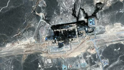 This satellite image provided by Vantor on Sunday, Sept. 13, 2026 shows the aftermath of the recent drone attack on the East-West pipeline in Saudi Arabia. (Satellite image ©2026 Vantor via AP)