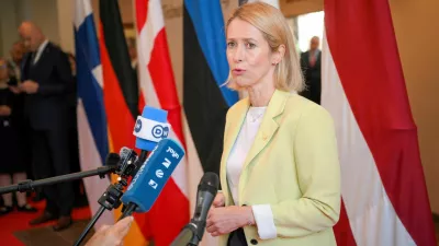 European Commission Vice-President Kaja Kallas speaks to the media at the Arktikum science centre during the European Arctic Summit, in Rovaniemi, Finland, on September 14, 2026. Lehtikuva/Jouni Porsanger via REUTERS   ATTENTION EDITORS - THIS IMAGE WAS PROVIDED BY A THIRD PARTY. NO THIRD PARTY SALES. NOT FOR USE BY REUTERS THIRD PARTY DISTRIBUTORS. FINLAND OUT. NO COMMERCIAL OR EDITORIAL SALES IN FINLAND.