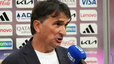 Soccer Football - FIFA World Cup 2026 - Group L - Croatia v Ghana - Philadelphia Stadium, Philadelphia, Pennsylvania, U.S. - June 27, 2026 Croatia coach Zlatko Dalic being interviewed after the match IMAGN IMAGES via Reuters/James Lang