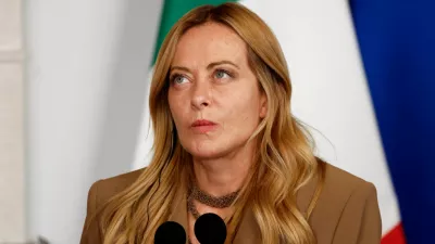 FILE PHOTO: Italian Prime Minister Giorgia Meloni looks on, as she and Belgian Prime Minister Bart De Wever deliver joint statements following their meeting at Palazzo Chigi in Rome, Italy, September 7, 2026. REUTERS/Remo Casilli/File Photo
