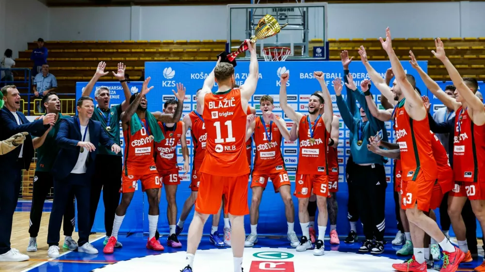 Cedevita Olimpija in action during Slovenian basketball SuperCup between Cedevita Olimpija and Krka in Polzela, Slovenia on September 24, 2025