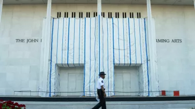 The exterior of the John F. Kennedy Memorial Center for the Performing Arts, a day after the Kennedy Center board voted to close the center for repairs, in Washington, D.C., U.S., September 16, 2026. REUTERS/Aaron Schwartz