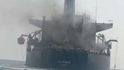 A still image from handout video released on September 15, 2026, said to show a damaged Panamanian-flagged oil tanker "El Gaia" following an incident in Strait of Hormuz. Iran's Revolutionary Guard said the tanker was hit by sea mines as it passed through a prohibited zone south of the Strait of Hormuz, a claim the U.S. military disputed, saying the vessel was struck by an Iranian missile "last month and rendered inoperable." IRIB/Handout via REUTERS. THIS IMAGE HAS BEEN SUPPLIED BY A THIRD PARTY. IRAN OUT. NO COMMERCIAL OR EDITORIAL SALES IN IRAN. ISRAEL OUT. NO COMMERCIAL OR EDITORIAL SALES IN ISRAEL. NO ACCESS FOR ISRAELI MEDIA. NO USE BBC PERSIAN. NO USE VOA PERSIAN. NO USE MANOTO. NO USE IRAN INTERNATIONAL. NO USE RADIO FARDA.  Verification Lines: Reuters verified the identity of the oil tanker as "El Gaia" with the mast, funnel and bridge that matched archive imagery. The date of the video could not be verified but matches reports of damage on the oil tanker on September 12, and no older versions of the video were found online before September 15.   TPX IMAGES OF THE DAY
