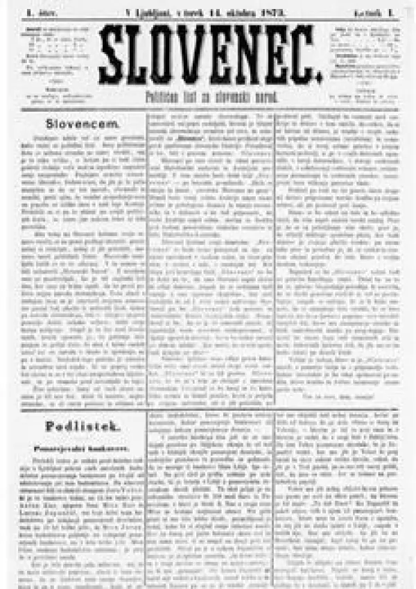 Prva &scaron;tevilka političnega časopisa Slovenec, ki je iz&scaron;la 14. oktobra 1873 / Foto: Wikipedija