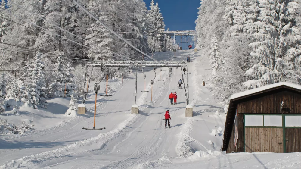 Skiing on Unterberg in Lower Austria, Austria, Europe