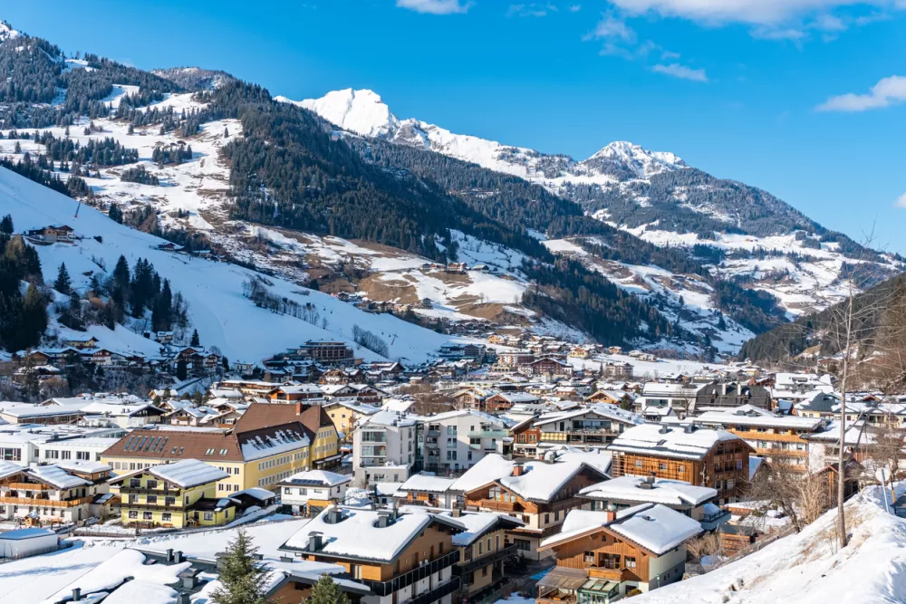 Grossarl and Unterberg skiing region in Austria during winter. Famous touristic travel destination in the Salzburg region.