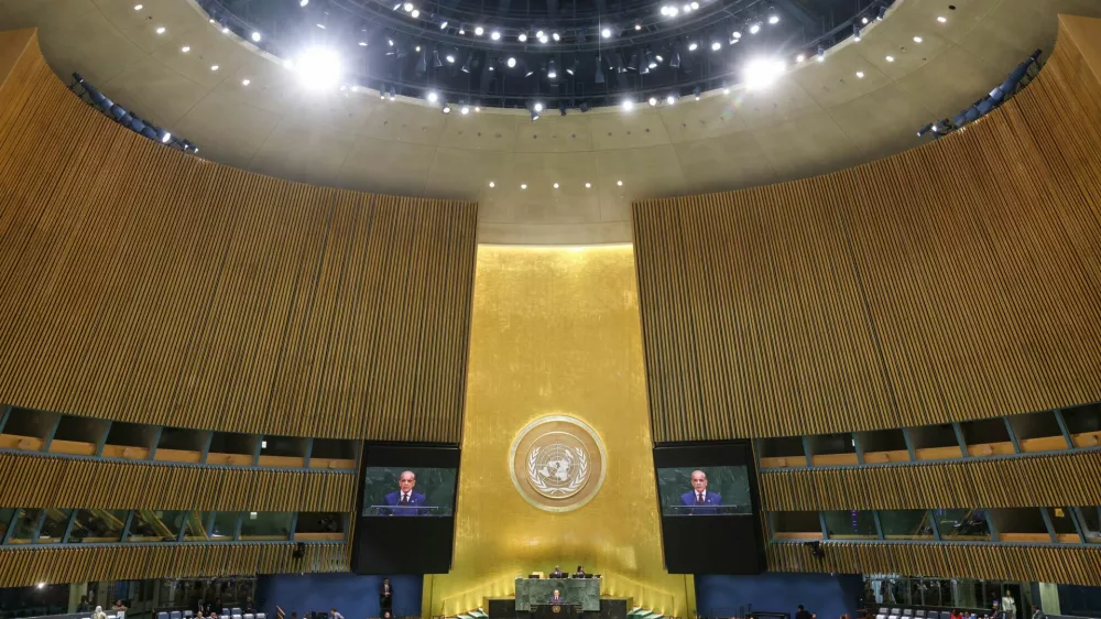 Pakistan's Prime Minister Muhammad Shehbaz Sharif addresses the 81st United Nations General Assembly (UNGA) at UN headquarters in New York City, US, September 25, 2026. REUTERS/Caitlin Ochs