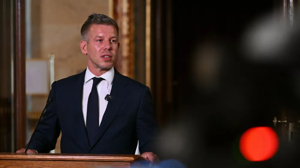 FILE - Hungarian Prime Minister Peter Magyar holds an extraordinary press briefing following a voting on the 17th amendment to the Fundamental Law in the parliament building in Budapest, Hungary, July 13, 2026. (Tamas Purger/MTI via AP, File)