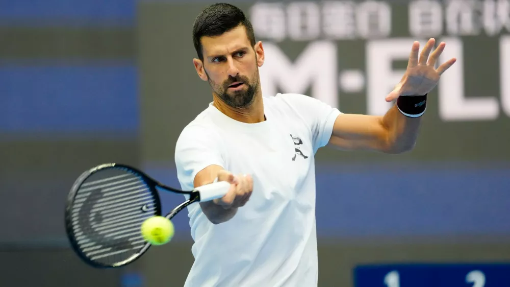 Novak Djokovic of Serbia seen in action during a practice session ahead of China Open at the National Tennis Center.China Open - practice session in Beijing - 27 Sep 2026,Image: 1139009297, License: Rights-managed, Restrictions:, Model Release: no 