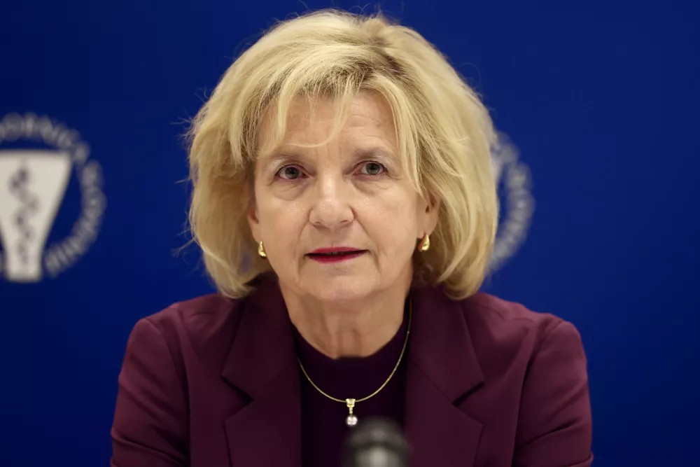 Ljubljana, Zdravniska zbornica.Novinarska konferenca pred svetovnim dnevom paliativne in hospic oskrbe s predstavitvijo razvoja in stanja oskrbe v Sloveniji.Predsednica Zdravniske zbornice Slovenije Bojana Beovic. / Foto: Sani Karic/sta