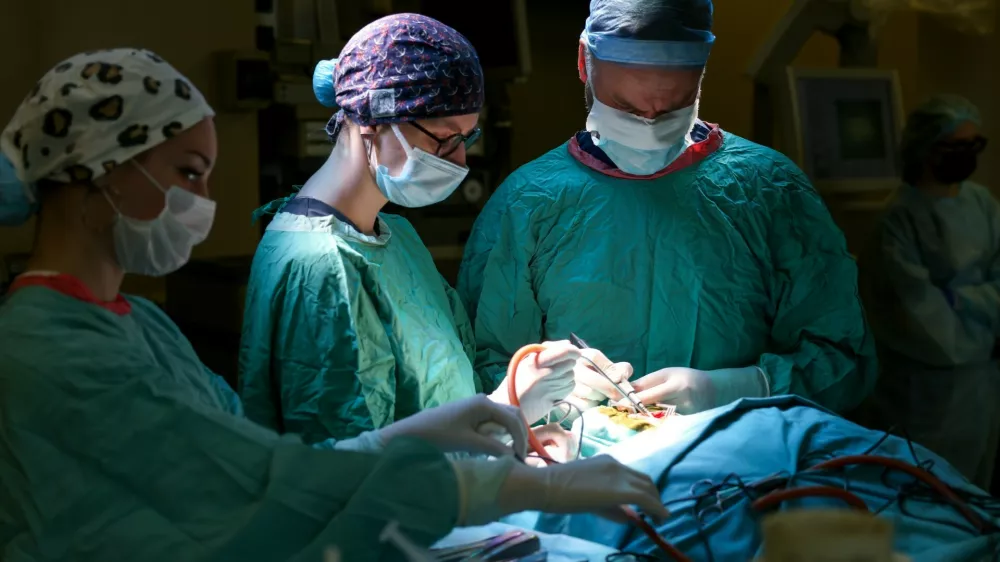 RUSSIA, MOSCOW - APRIL 7, 2026: Neurosurgeon Dmitry Kopachev (R), head of the neurosurgery department, performs an operation at Doctor Roshal's Hospital (Emergency Children's Surgery and Traumatology Research Institute,Image: 1089688457, License: Rights-managed, Restrictions: * Switzerland And Russia Rights Out *, Model Release: no