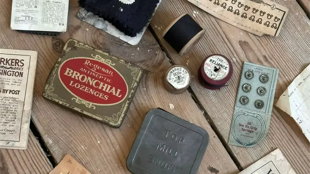 Story from Jam Press (Victorian Time Capsule)Pictured: The 100-year-old haul hidden beneath Ema's floorboards.Couple find 100-year-old TIME CAPSULE under Victorian home floorboardsA couple renovating their Victorian home were stunned to discover a 100-year-old haul hidden beneath the floorboards.Ema Mestrovic couldn't believe her eyes when she uncovered a collection of items dating back to 1921.The 35 year old made the discovery while renovating the home she bought with her partner.The couple were trying to reach some pipework when lifting a floorboard revealed the historic stash.Among the items were fabric samples, sewing supplies, old adverts, a snuff tin and a pattern ticket."You never really know what you're going to find when you start lifting floorboards and opening things up," Ema, from Kent, told NeedToKnow."We weren't specifically looking for anything, it was one of those completely unexpected discoveries that you come across when you start opening up an old house."It was such a surreal moment."We knew buying a Victorian house meant there would be plenty of history, but actually finding something that had been left there over 100 years ago was completely unexpected."Ema and her partner bought the property in October 2025 with plans to transform it into their dream home.But the fascinating discovery temporarily brought renovations to a halt as the couple tried to work out who the items had belonged to.Ema, a digital product designer, said: "There are actually some clues that suggest the items were connected to a local business that worked at our house."One of the items appears to have the address of the property on it, which makes me think it may have belonged to a tradesperson who worked here at the time."I immediately started wondering who had used them, why they were left there and what the house was like when these items were originally being used."It makes you look at the house slightly differently, knowing that someone was standing in the same rooms over 100 years ago."Rather than hiding the pieces away again, Ema now plans to put them on display in the renovated home.She added: "I'm definitely going to frame the pieces since it's a pretty special piece of house history."One of the things I love about renovating an old house is discovering these little pieces of its history."This was definitely one of the most unexpected discoveries we've made so far."ENDSEDITOR'S NOTE: Exclusive Licence: An exclusive licence has been obtained directly from the verified copyright holder. Jam Press holds exclusive distribution rights for the agreed content within the terms of the contributor agreement.,Image: 1137197613, License: Rights-managed, Restrictions: EDITOR'S NOTE: Exclusive Licence: An exclusive licence has been obtained directly from the verified copyright holder. Jam Press holds exclusive distribution rights for the agreed content within the terms of the contributor agreement., Model Release: no 