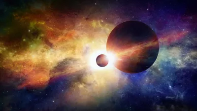 Ilustracije planetov in zvezde. Slika je ilustrativna.