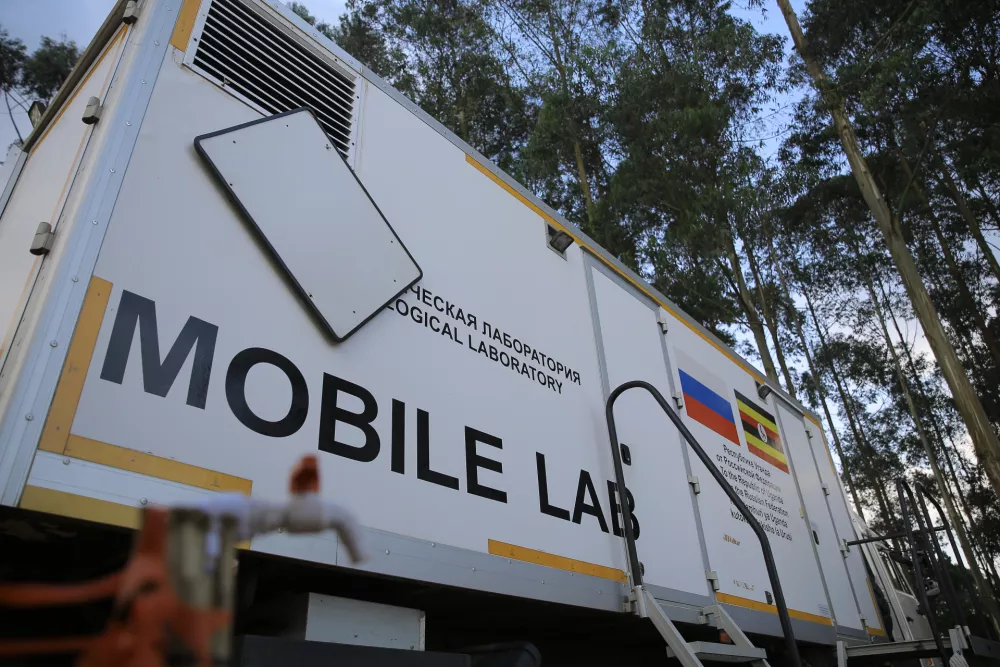 A mobile lab is set up to test for Ebola virus in Butembo, Congo, Wednesday, Sept. 30, 2026. (AP Photo/Sebastien Kitsa Musayi)