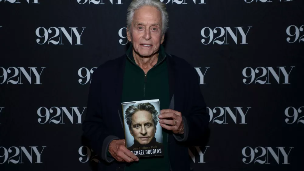Actor Michael Douglas poses backstage before discussing his new memoir "One Helluva Ride" at The 92nd Street Y on Tuesday, Oct. 6, 2026, in New York. (Photo by Andy Kropa/Invision/AP)
