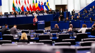 22 October 2025, France, Strassburg: President of the European Commission Ursula von der Leyen speaks during the European Parliament plenary session. Photo: Philipp von Ditfurth/dpa