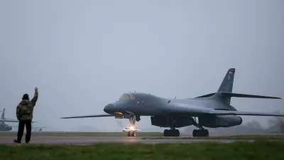 USAF B1 B bomber, at RAF Fairford airbase, which hosts United States Air Force (USAF) personnel, amid the U.S.&ndash;Israeli conflict with Iran, in Fairford, Britain, March 7, 2026. REUTERS/Toby Melville