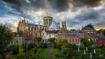 YORK, August 2017 - Ultra wide angle shot of the York Minster and surrounding countryside in Yorkshire, England, UK