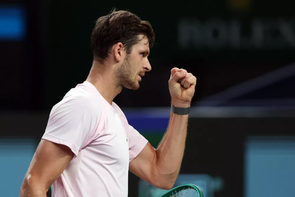 Tennis - ATP Masters 1000 - Shanghai Masters - Qizhong Forest Sports City Arena, Shanghai, China - October 9, 2026 Poland's Hubert Hurkacz reacts during his round of 64 match against Serbia's Novak Djokovic REUTERS/Tyrone Siu